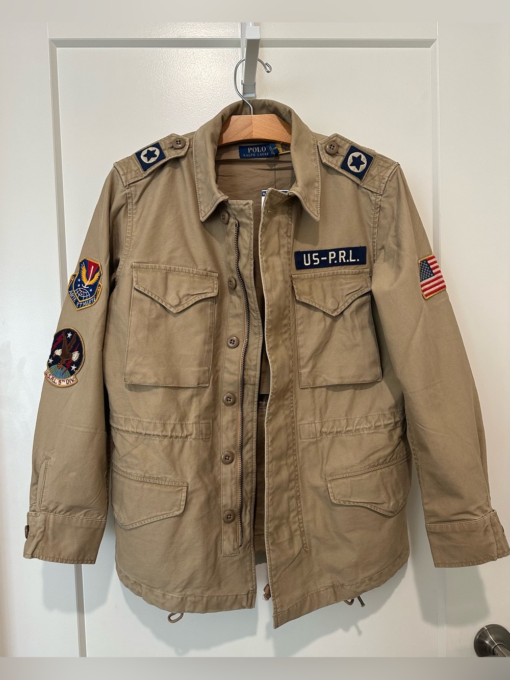 Polo Ralph Lauren M-65 Field Jacket With Patches, Flag Khaki XS Brand New Rare!